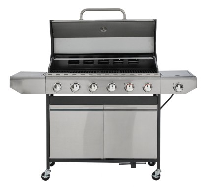 BBQ Hero Gasgrill 6-Brenner Ak Gussrost, 95x41 cm, mit Unterschrank, 915089